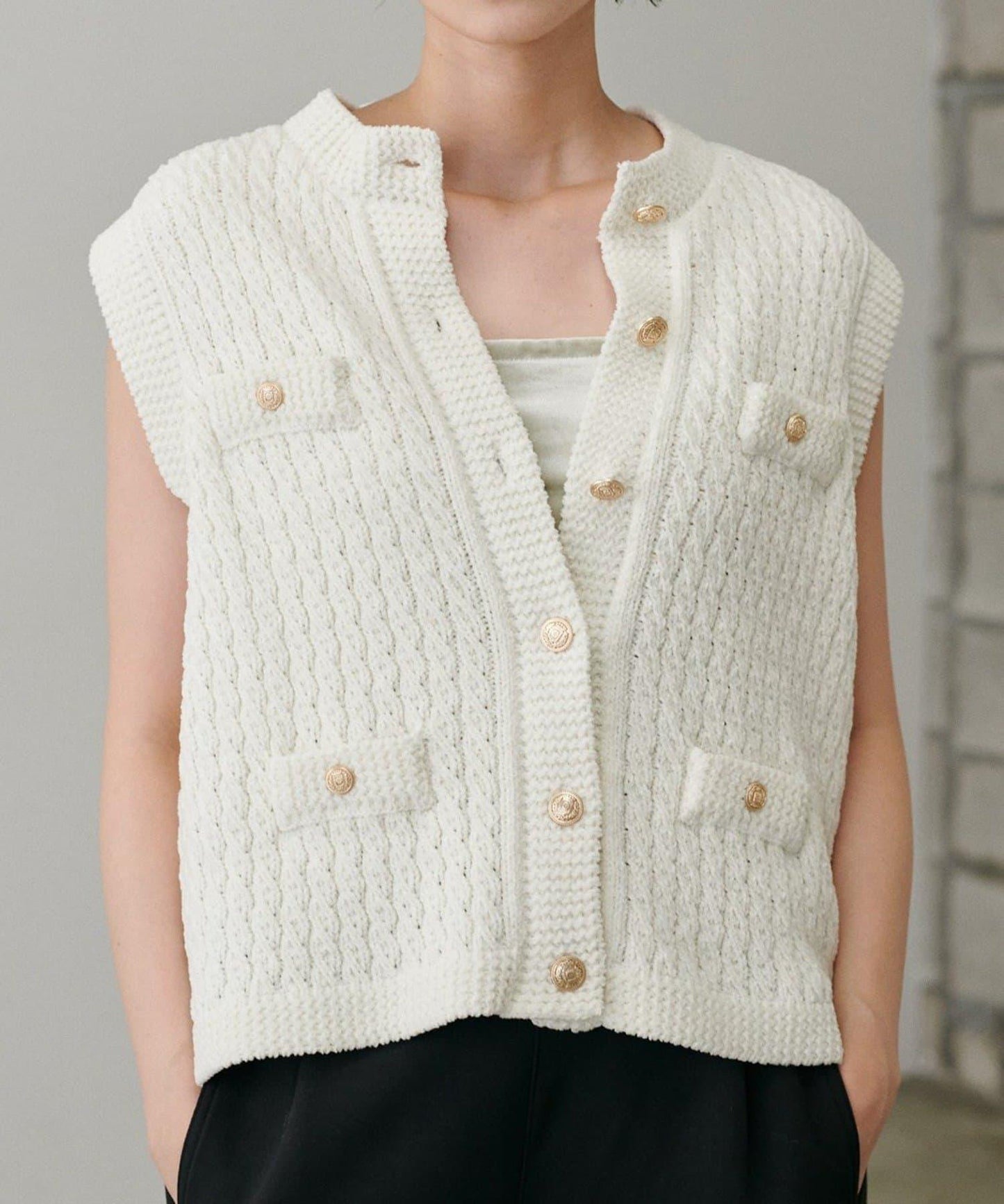 【LARUTA】毛圈圓領針織背心