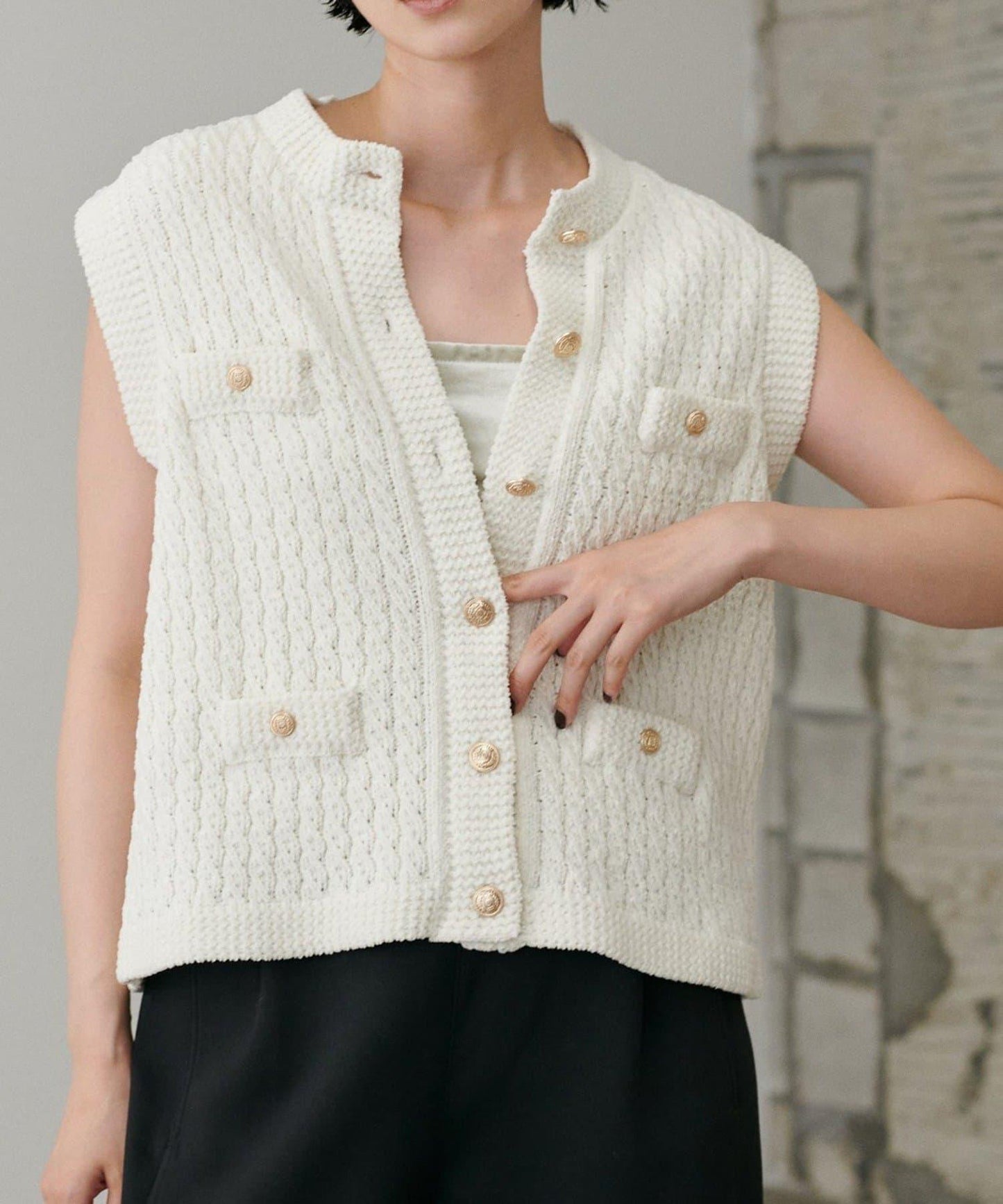 【LARUTA】毛圈圓領針織背心