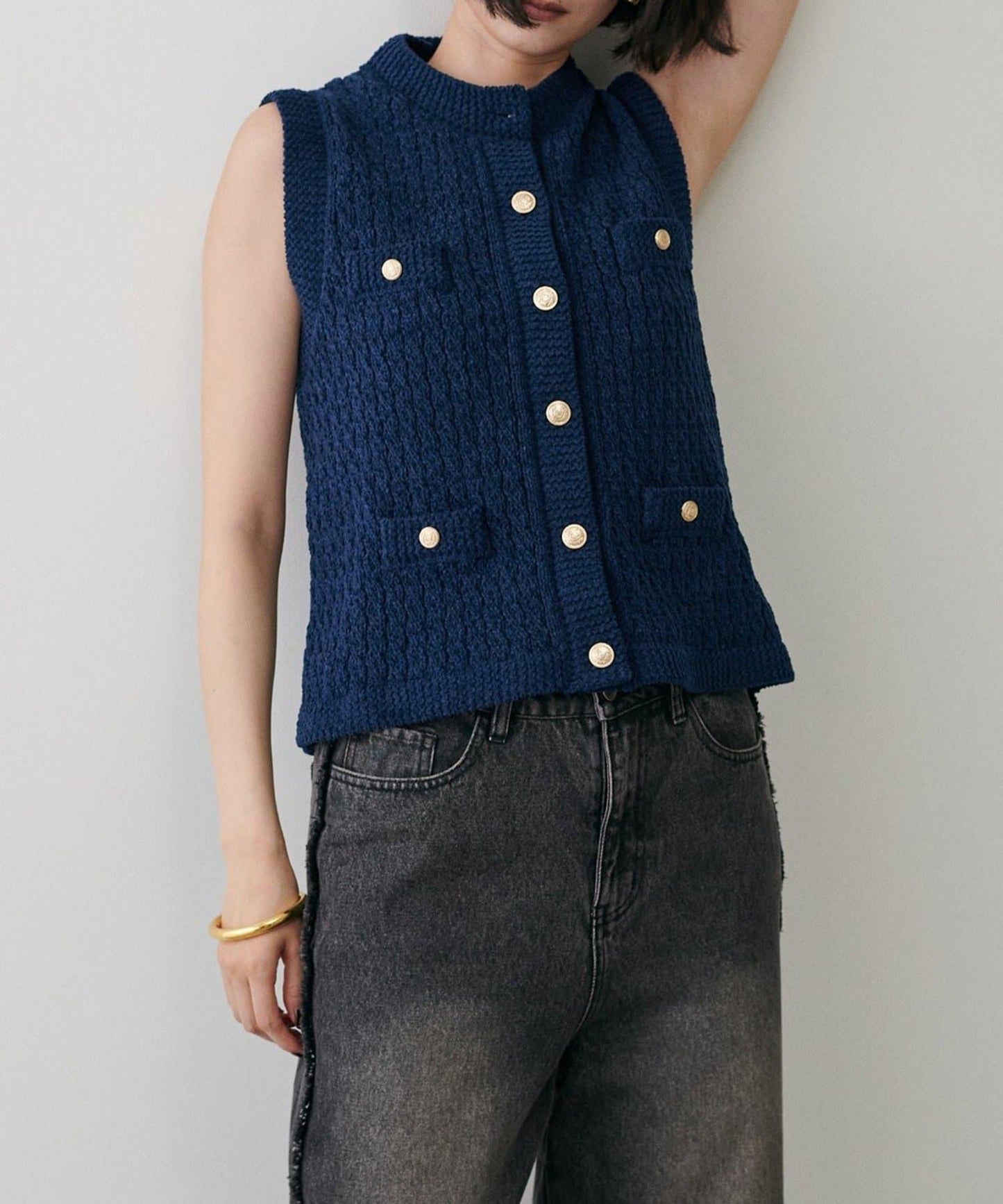 【LARUTA】毛圈圓領針織背心