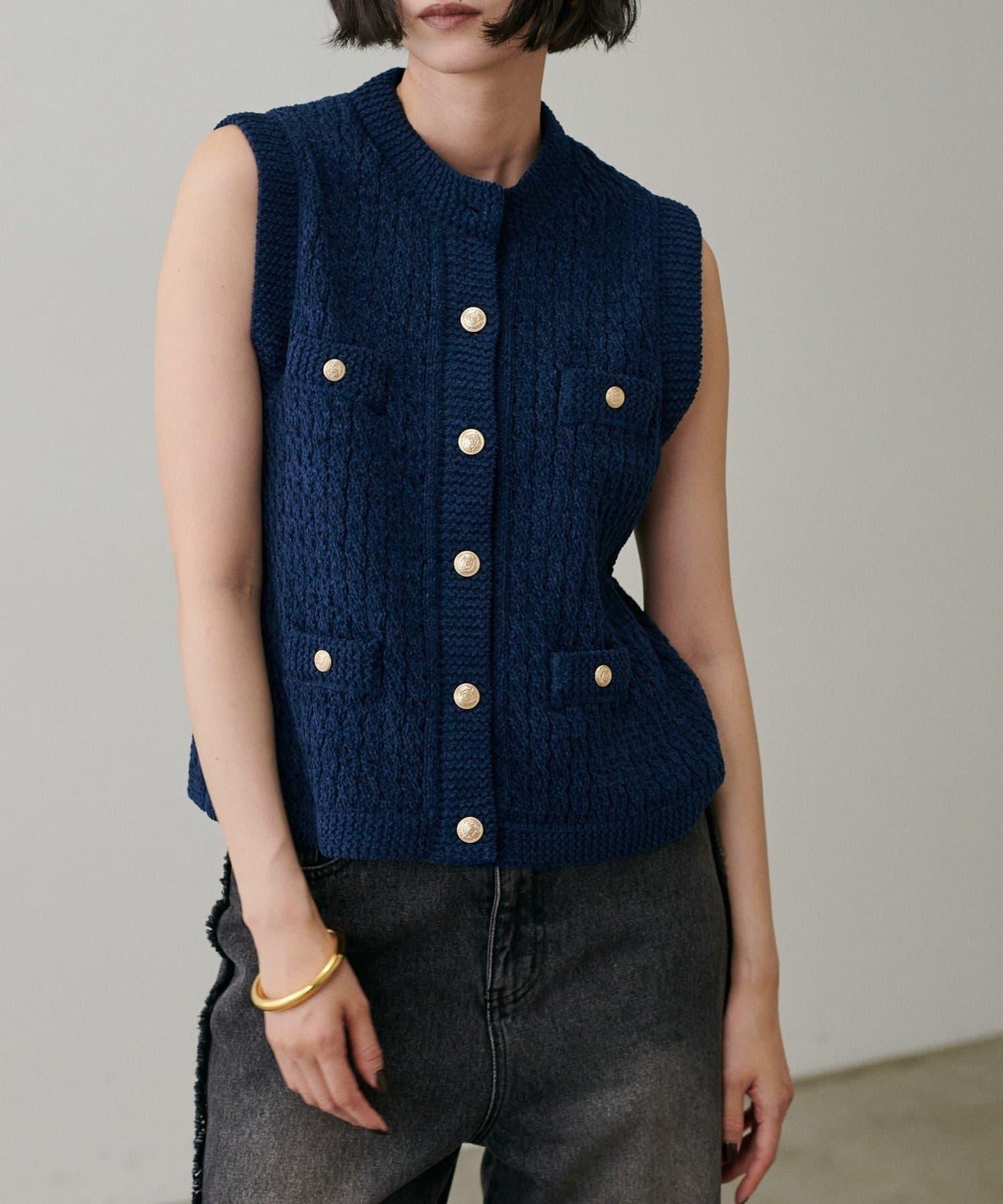 【LARUTA】毛圈圓領針織背心