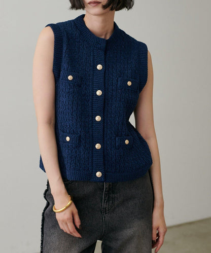 【LARUTA】毛圈圓領針織背心