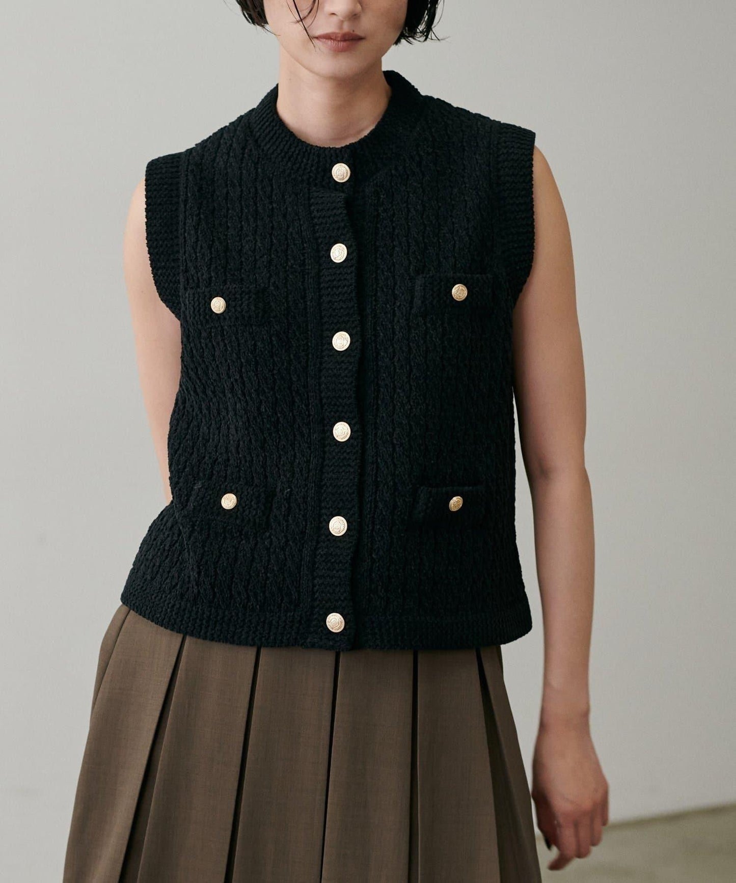 【LARUTA】毛圈圓領針織背心