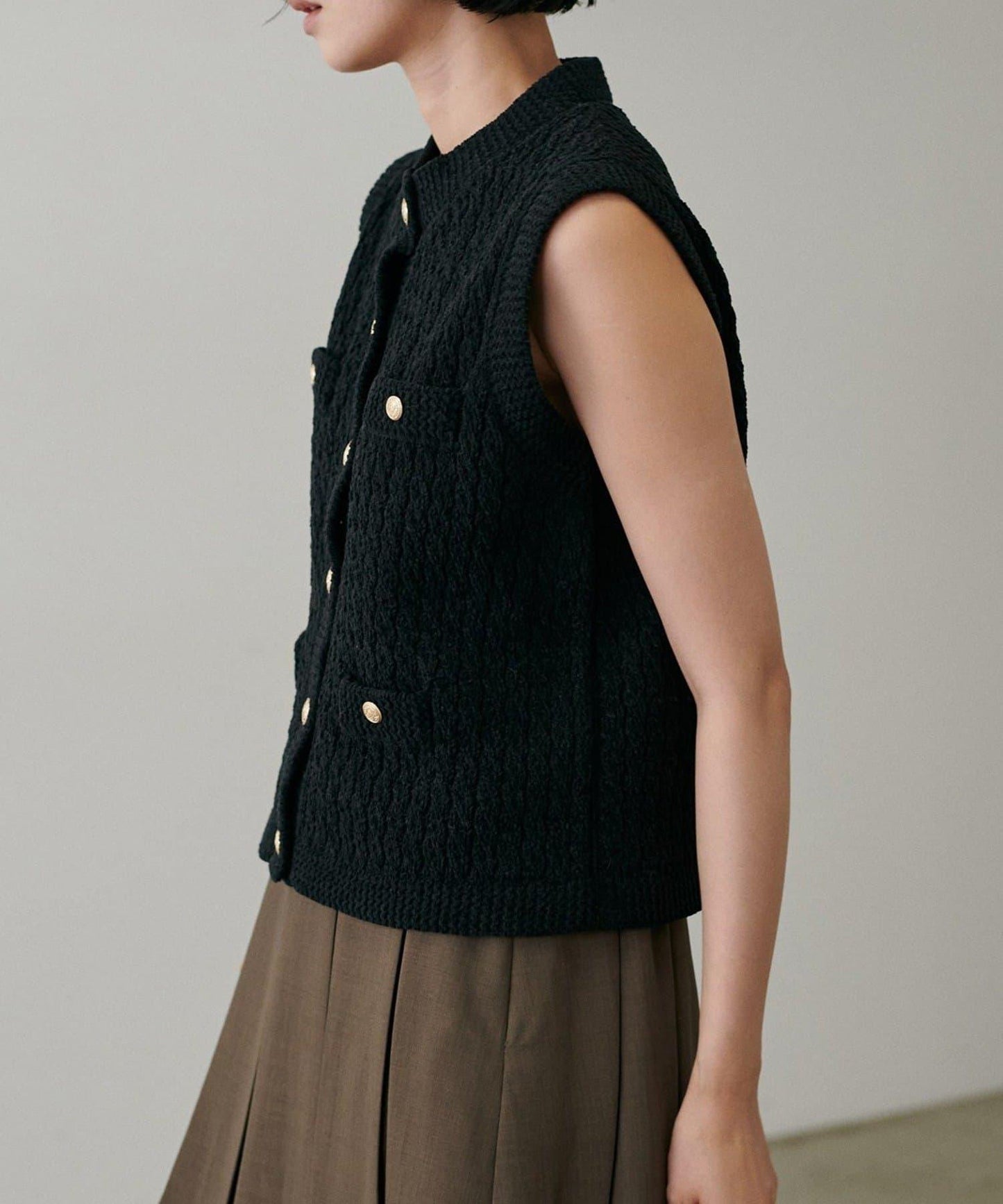 【LARUTA】毛圈圓領針織背心