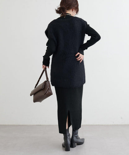 【S碼終於開售！】可選羅紋針織連衣裙×羽毛馬甲套裝