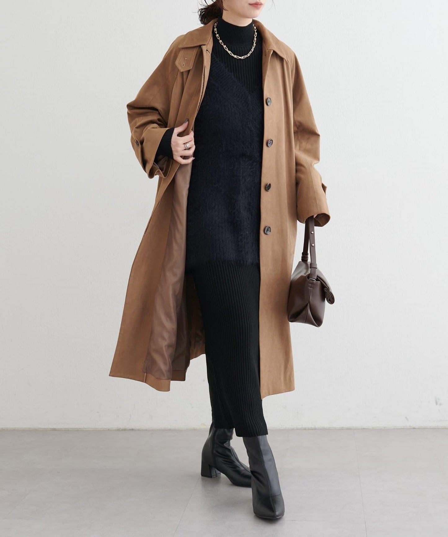 【S碼終於開售！】可選羅紋針織連衣裙×羽毛馬甲套裝