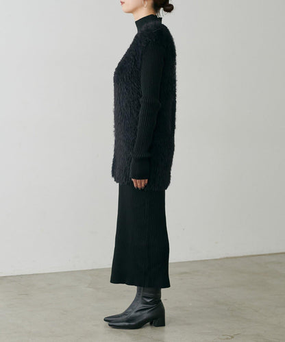 【S碼終於開售！】可選羅紋針織連衣裙×羽毛馬甲套裝