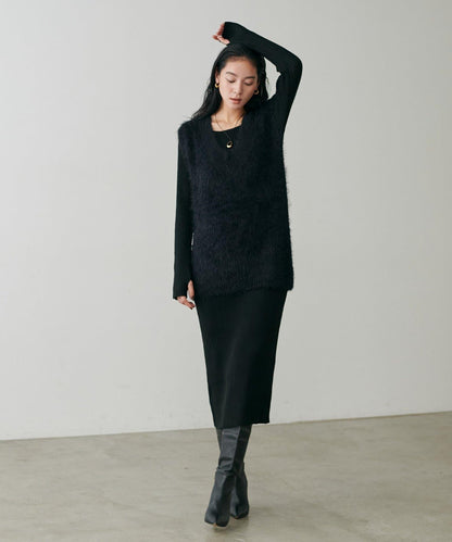 【S碼終於開售！】可選羅紋針織連衣裙×羽毛馬甲套裝