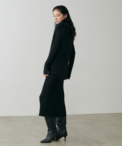 【S碼終於開售！】可選羅紋針織連衣裙×羽毛馬甲套裝