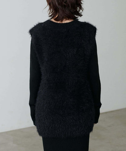 【S碼終於開售！】可選羅紋針織連衣裙×羽毛馬甲套裝