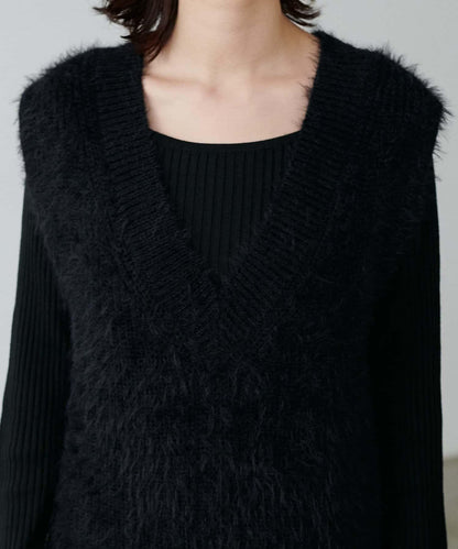 【S碼終於開售！】可選羅紋針織連衣裙×羽毛馬甲套裝