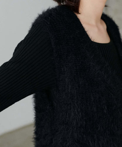 【S碼終於開售！】可選羅紋針織連衣裙×羽毛馬甲套裝