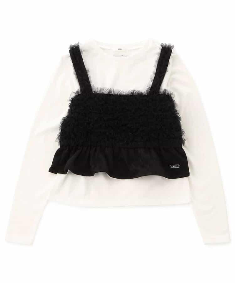 【可搭配套裝】麂皮荷葉邊吊帶背心&長袖T恤套裝