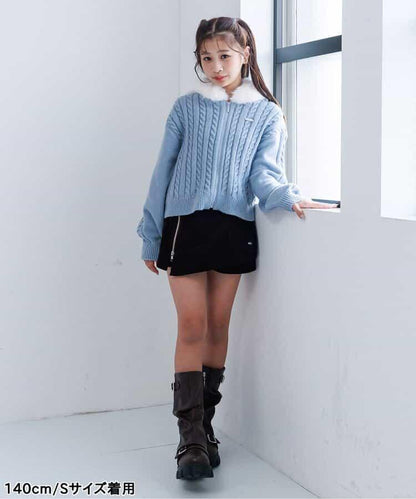 麻花針織毛絨連帽衫