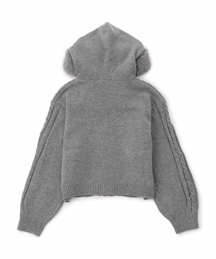 麻花針織毛絨連帽衫