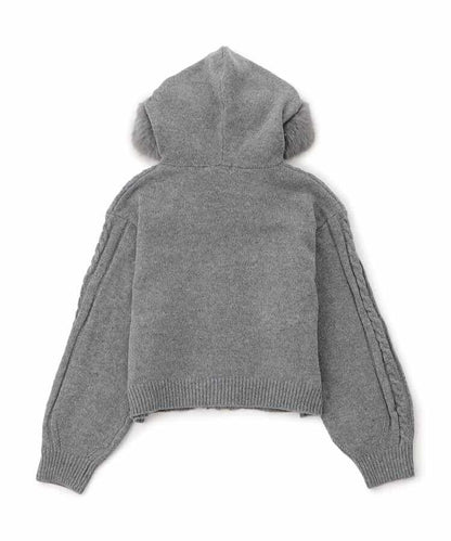 麻花針織毛絨連帽衫