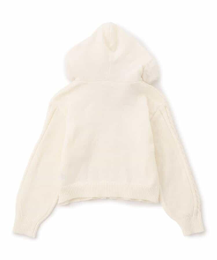 麻花針織毛絨連帽衫