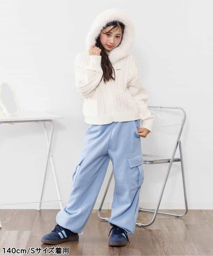 麻花針織毛絨連帽衫