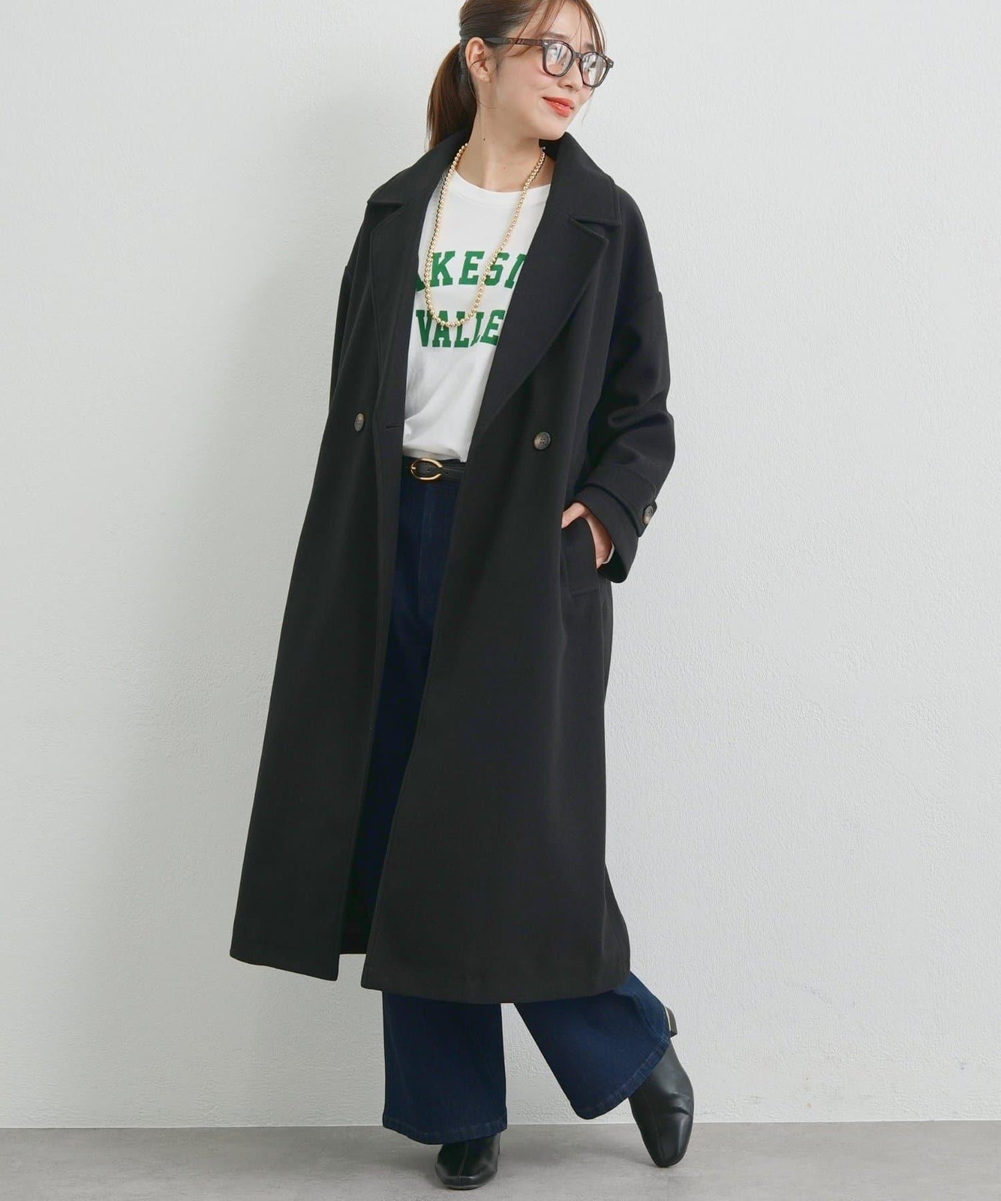 優雅成熟風格雙排扣長款大衣