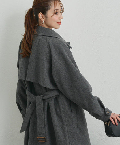 《大人のこなれ感》拼色單排扣長款大衣