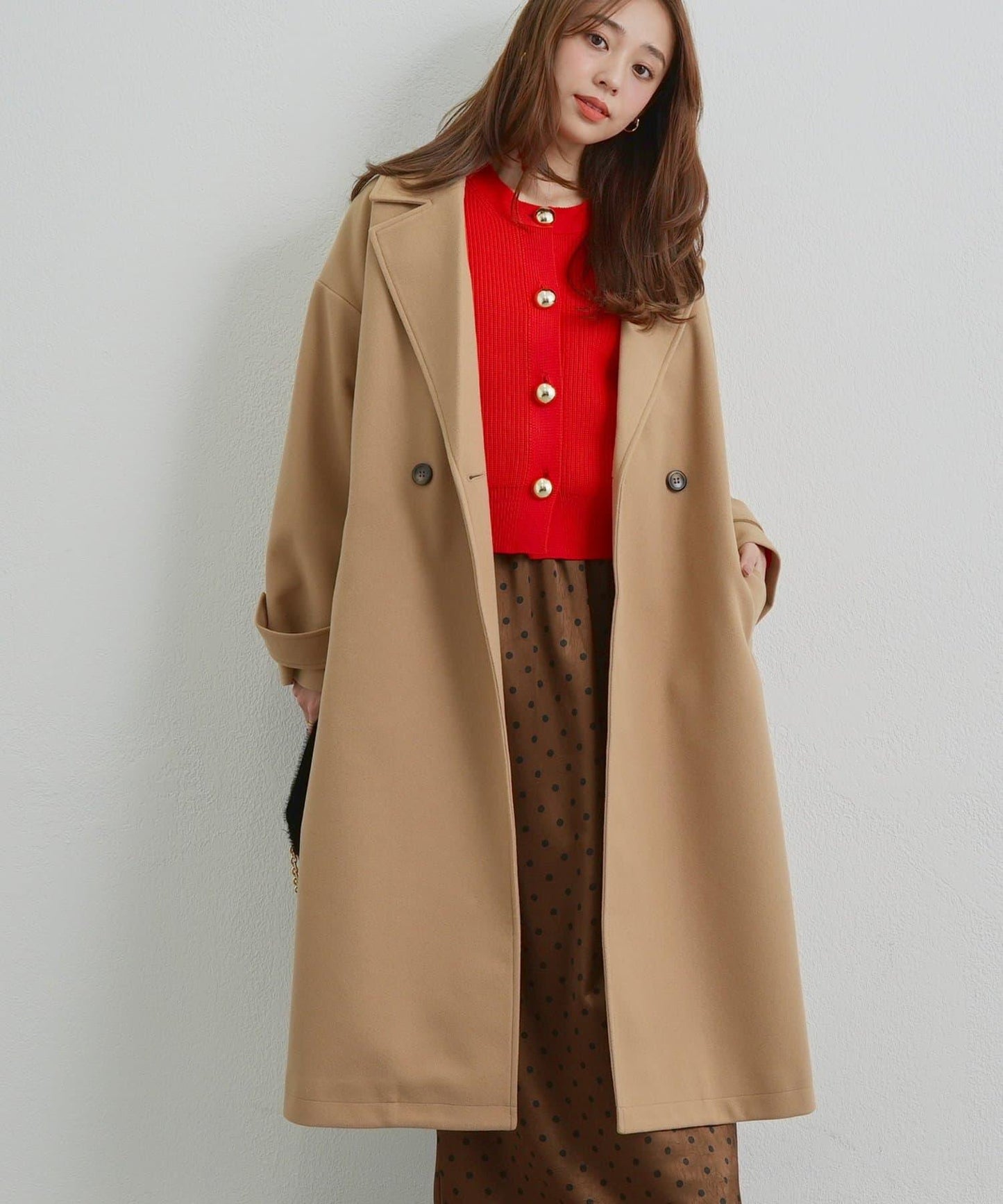 優雅成熟風格雙排扣長款大衣