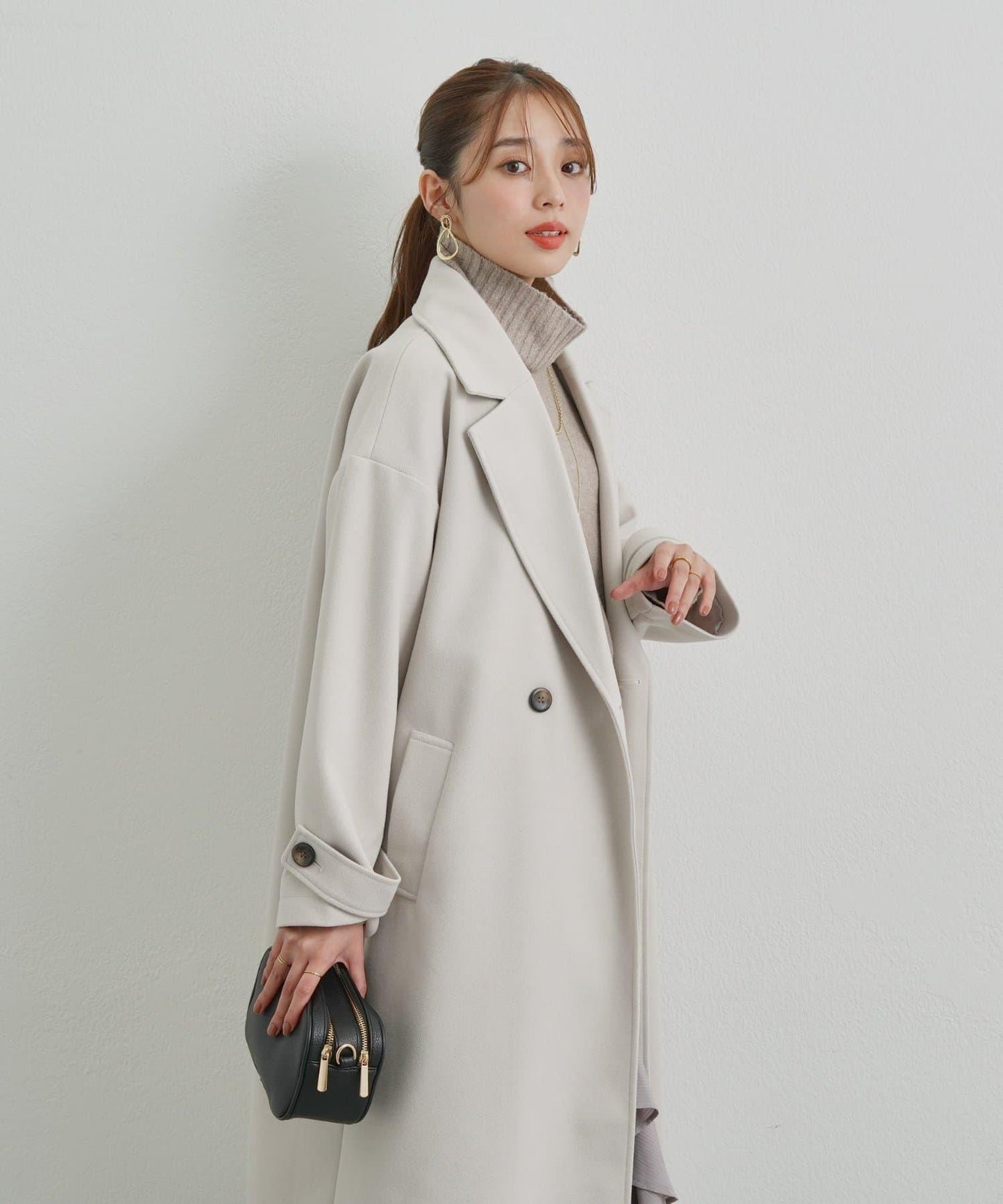 優雅成熟風格雙排扣長款大衣