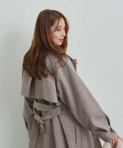 《大人のこなれ感》拼色單排扣長款大衣