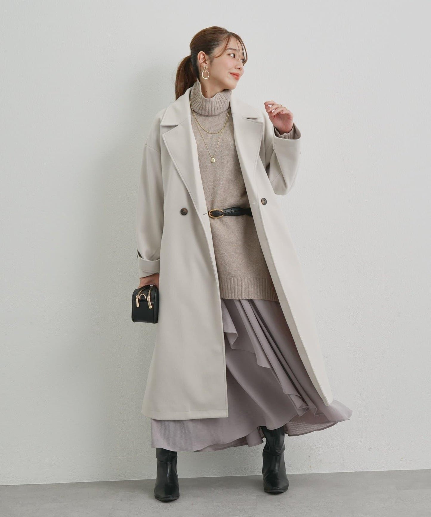 優雅成熟風格雙排扣長款大衣