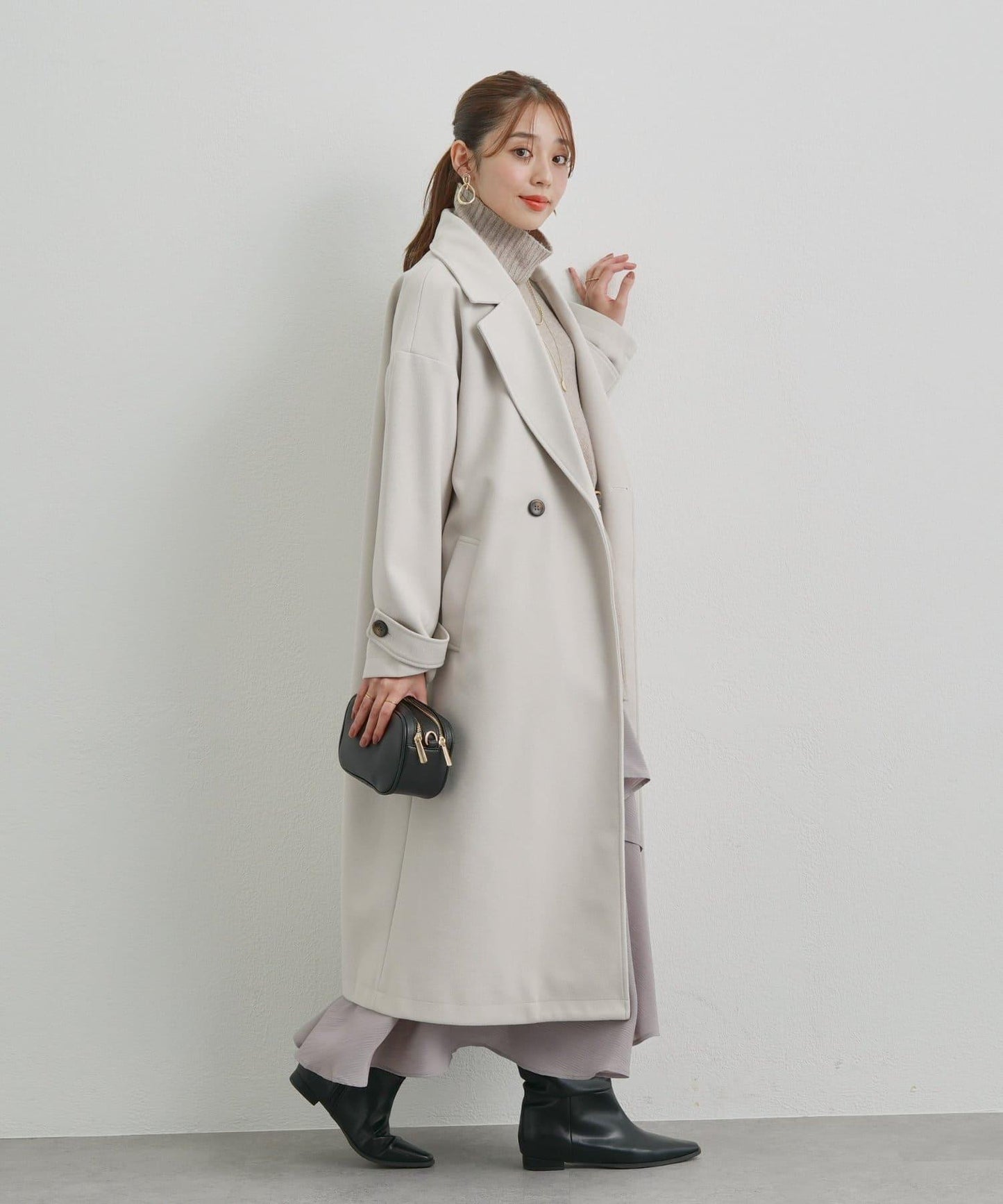 優雅成熟風格雙排扣長款大衣