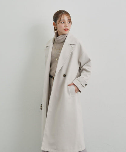 高搭配性羊毛風高領針織長款上衣