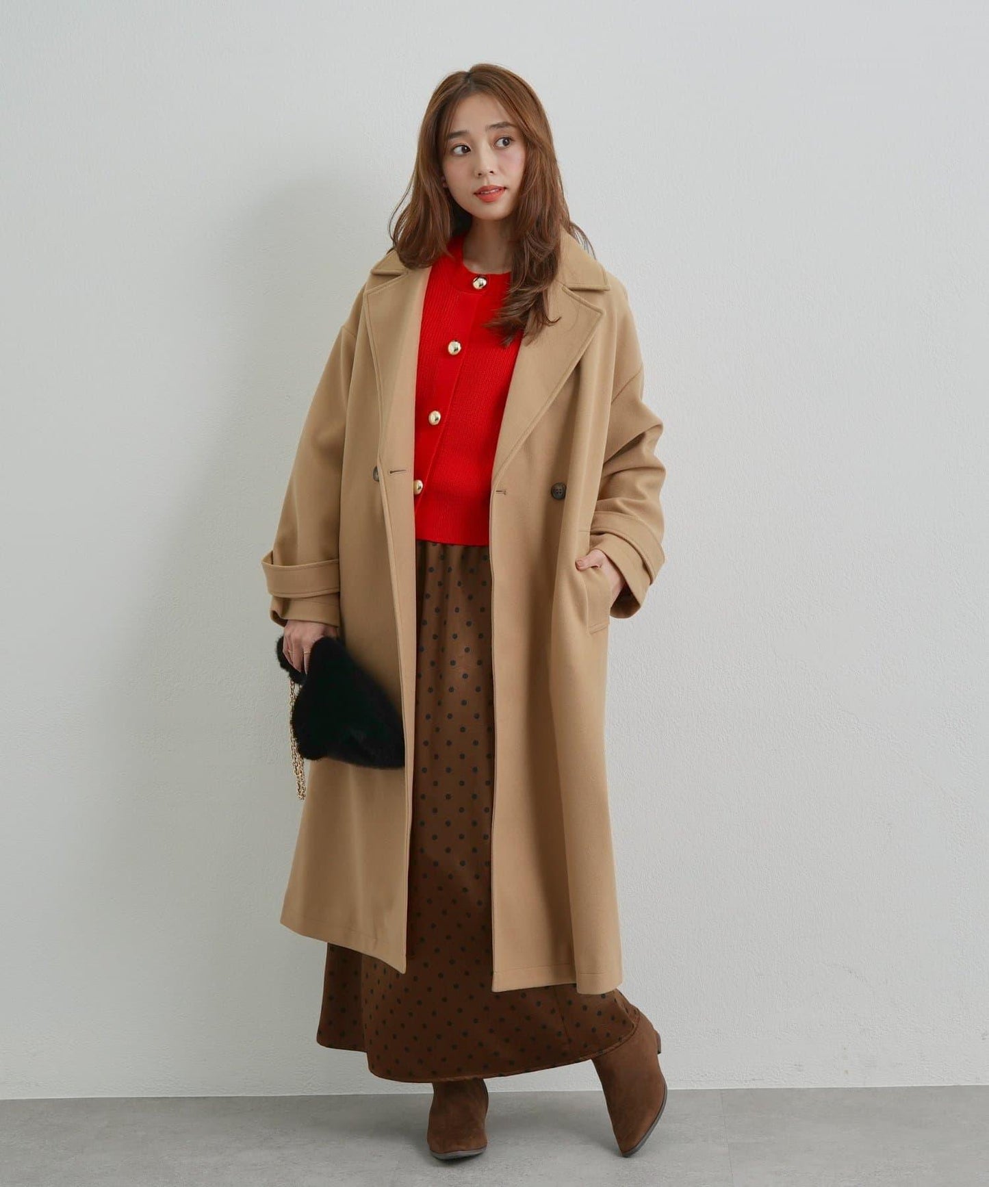 優雅成熟風格雙排扣長款大衣