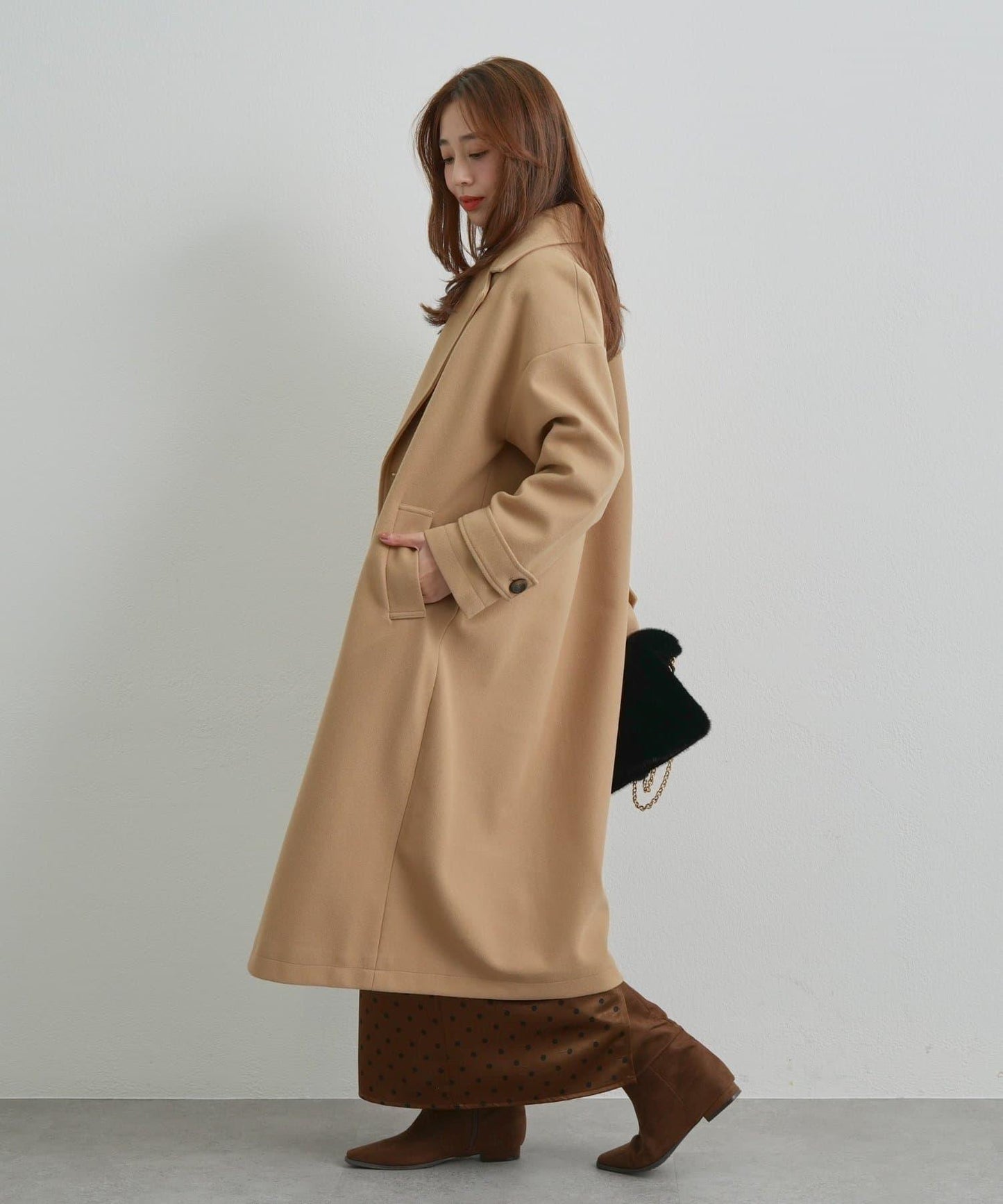 大人可愛◎波點緞面I型裙