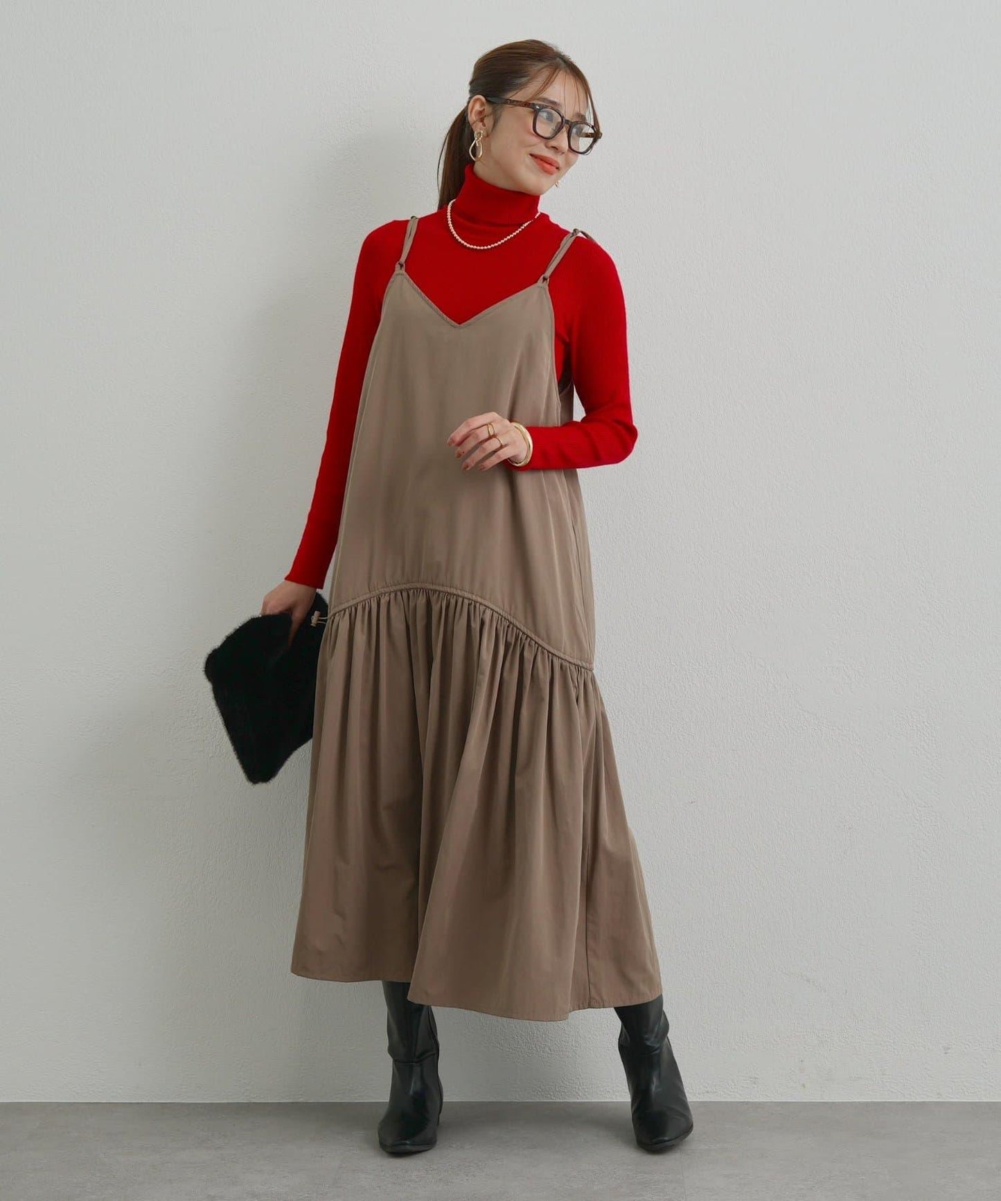 前後兩穿抽繩吊帶連衣裙