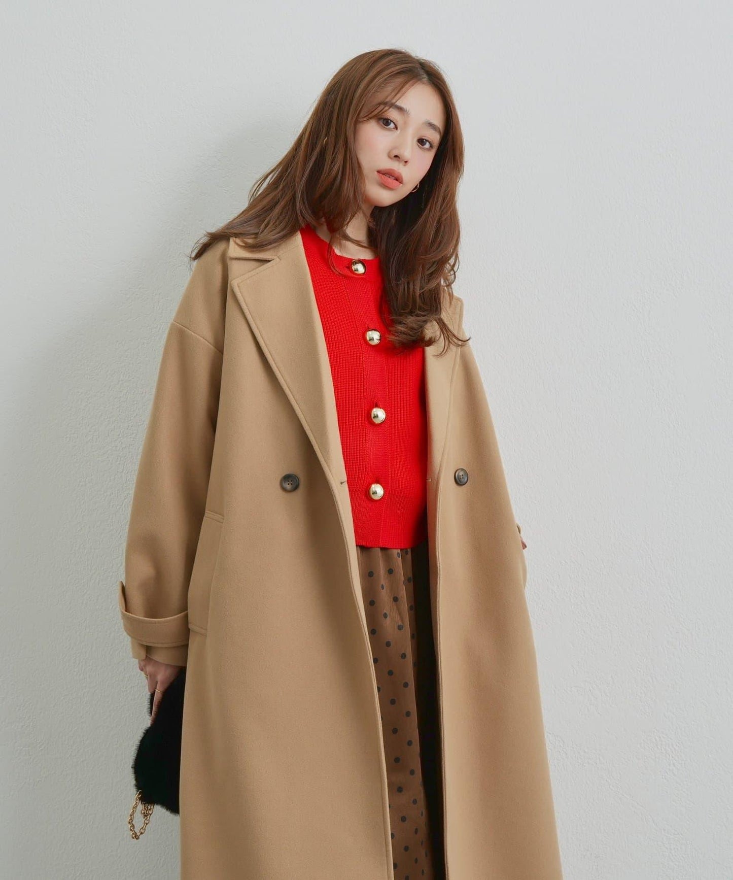 優雅成熟風格雙排扣長款大衣