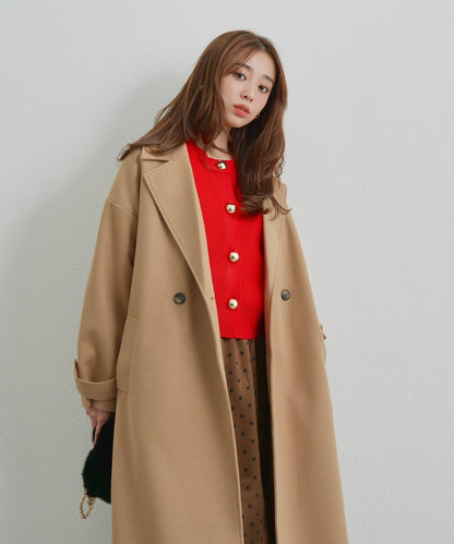 優雅成熟風格雙排扣長款大衣