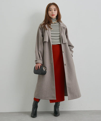 《大人のこなれ感》拼色單排扣長款大衣