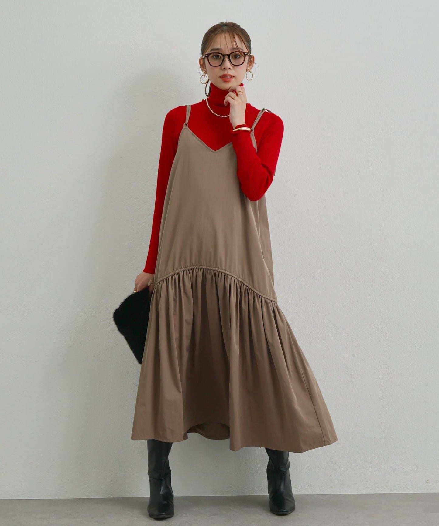 前後兩穿抽繩吊帶連衣裙