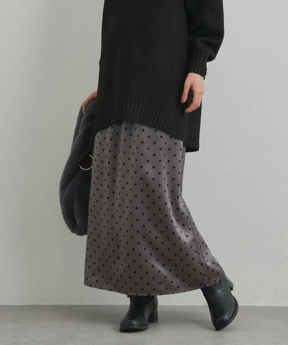 大人可愛◎波點緞面I型裙