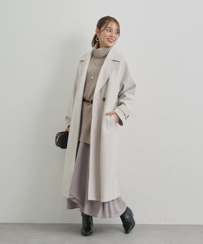 高搭配性羊毛風高領針織長款上衣