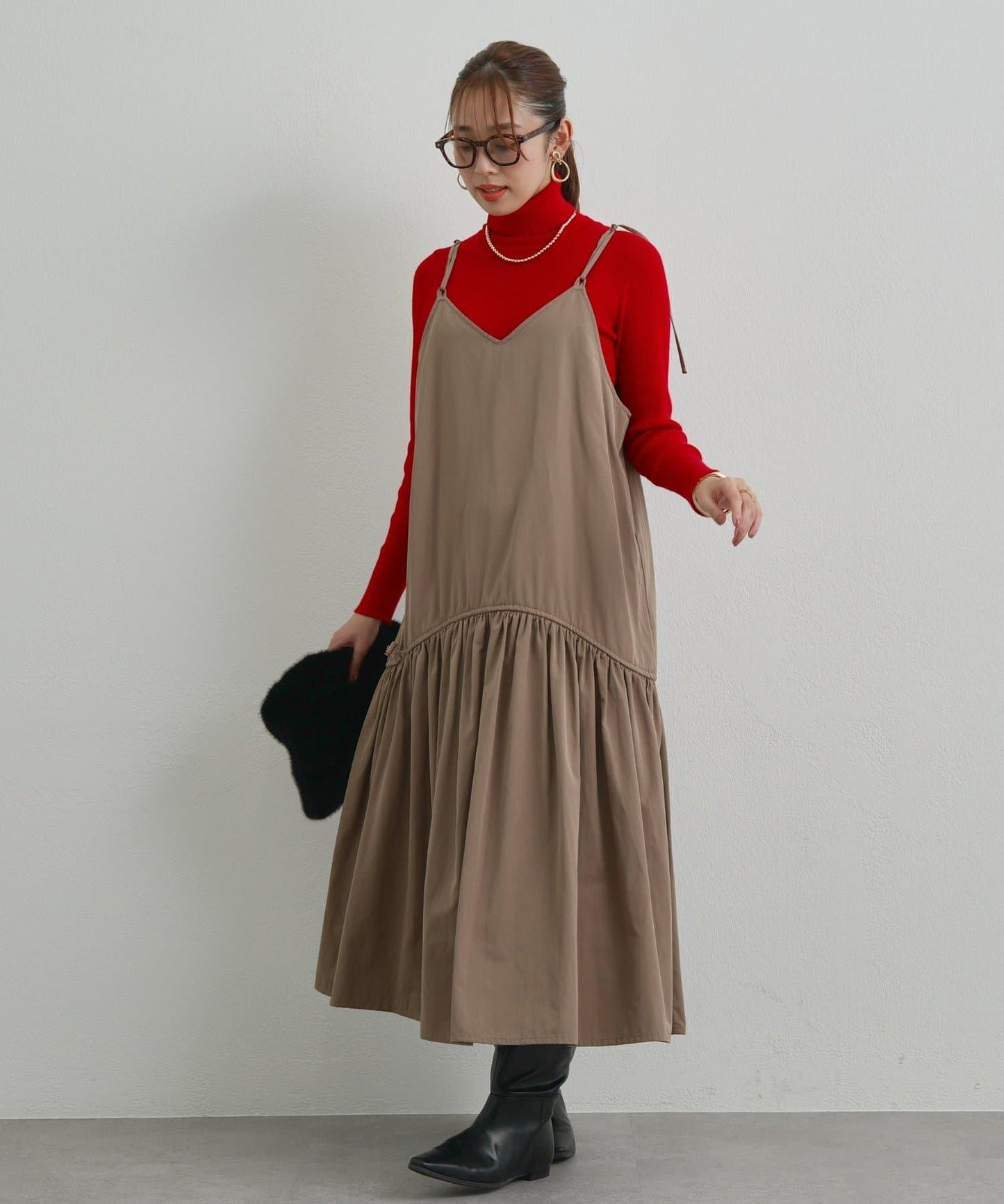 前後兩穿抽繩吊帶連衣裙