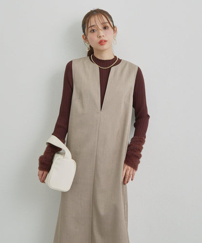 袖部毛絨拼接不規則羅紋針織衫