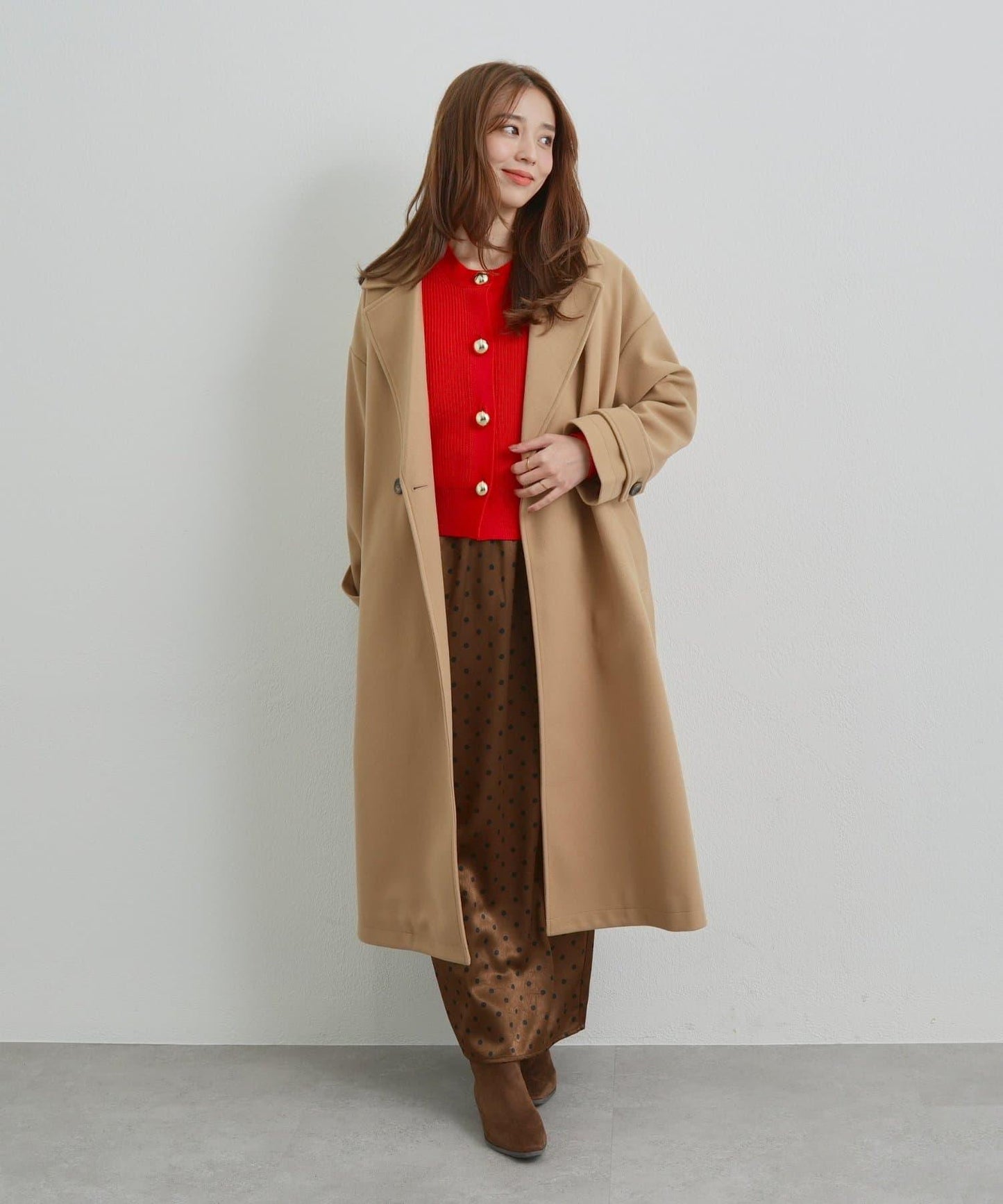 優雅成熟風格雙排扣長款大衣