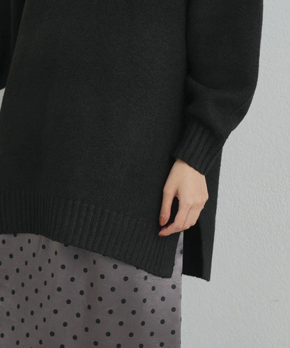 高搭配性羊毛風高領針織長款上衣