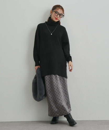 大人可愛◎波點緞面I型裙