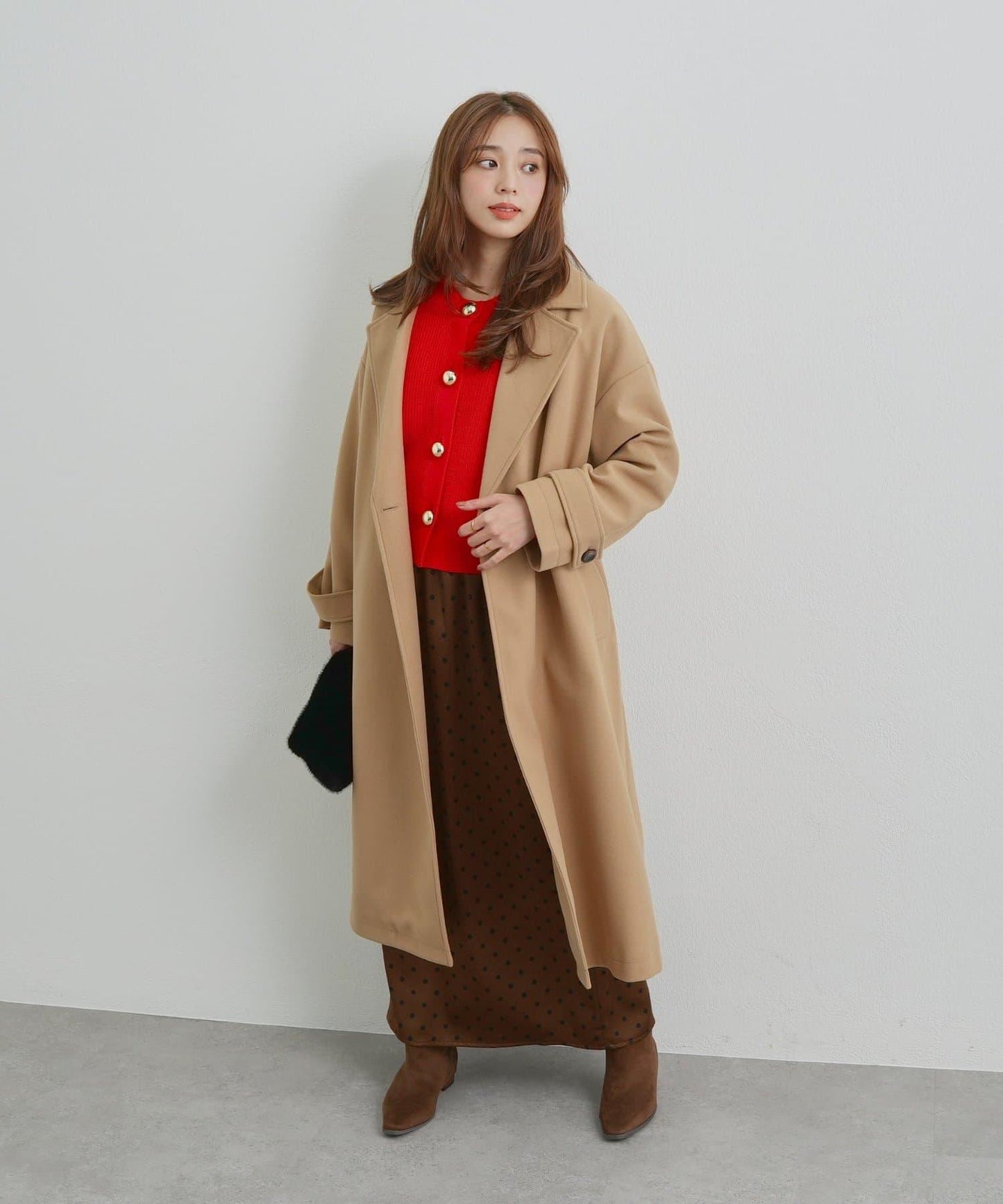 優雅成熟風格雙排扣長款大衣