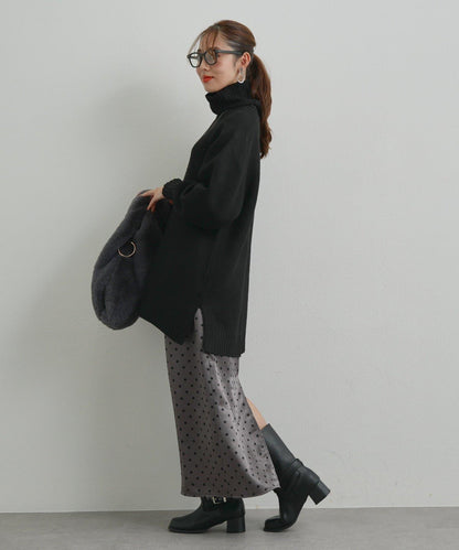 大人可愛◎波點緞面I型裙