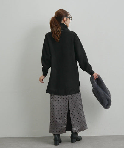 大人可愛◎波點緞面I型裙