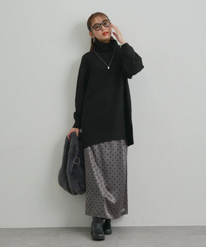 大人可愛◎波點緞面I型裙