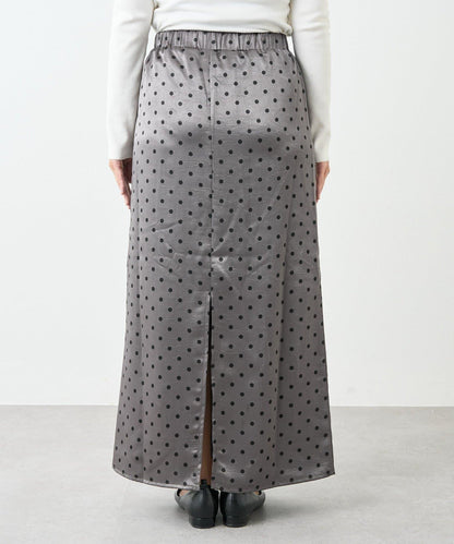 大人可愛◎波點緞面I型裙