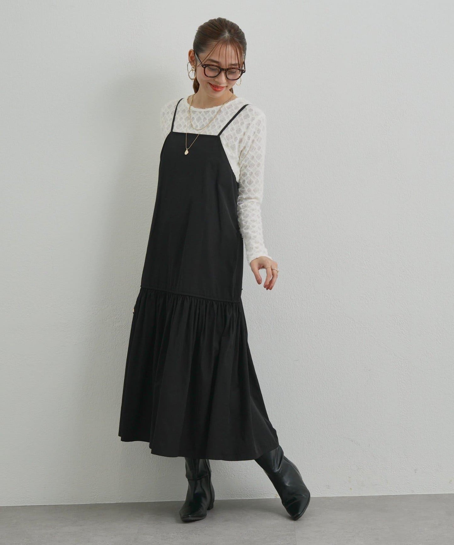 前後兩穿抽繩吊帶連衣裙