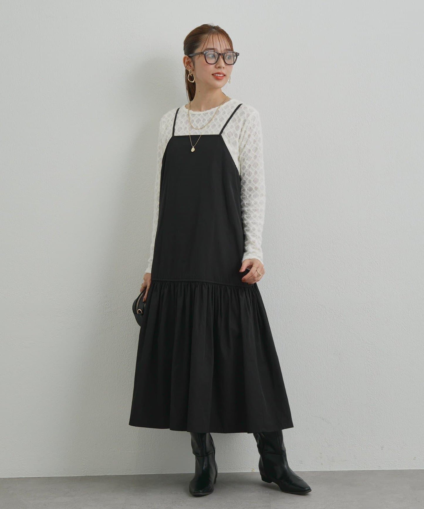 前後兩穿抽繩吊帶連衣裙